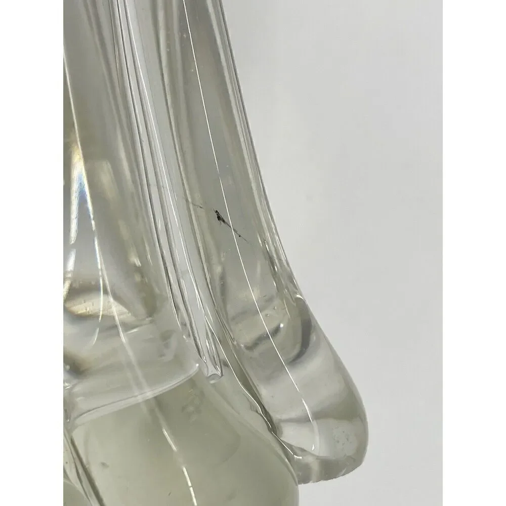 Vintage Clear Glass Swung Stretch Twist Vase Ruffle Top 11.5” Mid Century MCM